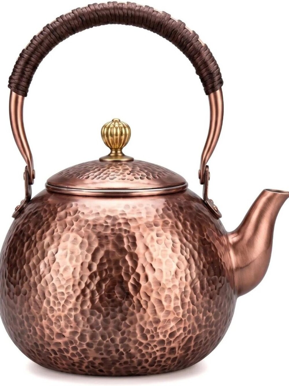 Handmade Copper Tea Kettle, 1.6 Quart Stovetop, Rust Resistant & Coating-Free